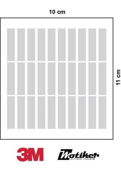 3m Gri Reflective (Reflektif) 30'lu Çizgi Sticker Etiket Modeli