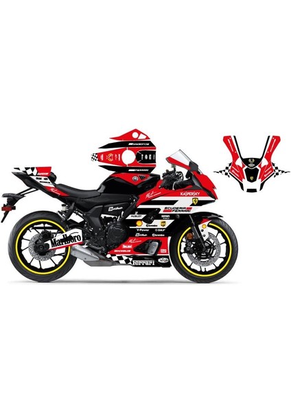 Yamaha Yzf R7 Ferrari Tasarım Parçalı Ful Kaplama