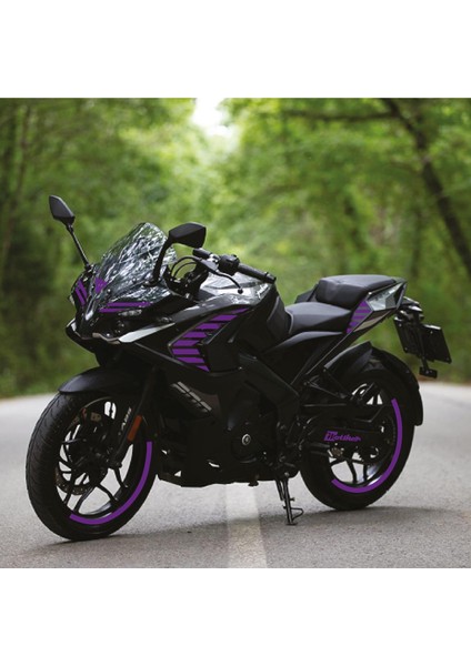 Bajaj RS200 Kesikli Tek Renk Mor Motosiklet Sticker Etiket Takım Modeli