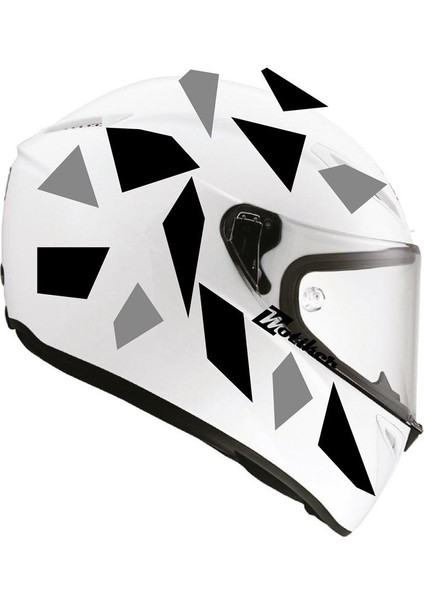 Kare Gri Siyah Kamuflaj Kask Sticker Modeli 2