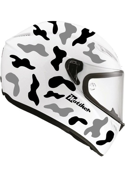 Gri Siyah Kamuflaj Kask Sticker Modeli