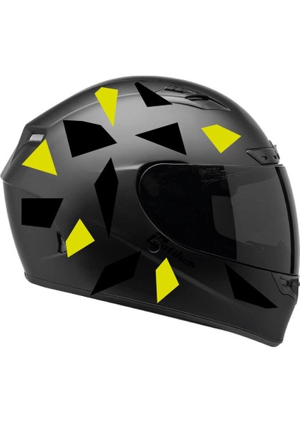 Kare Siyah Neon Sarı Kamuflaj Kask Sticker Modeli 2