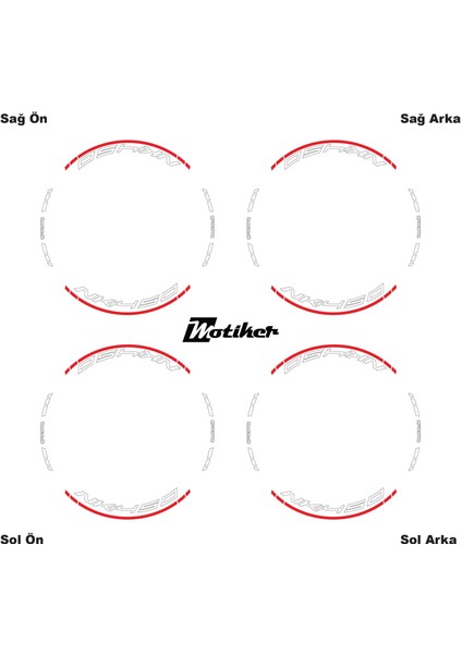 Kırmızı Cfmoto 450NK Motosiklet Jant Sticker Etiket Modeli Iç & Dış Takım modelleri