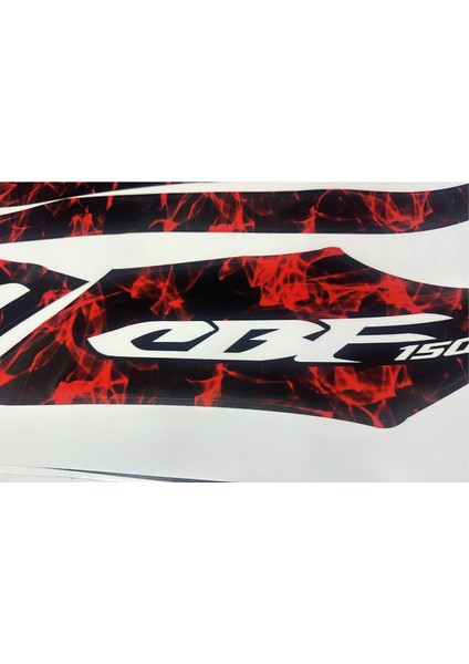 Honda Cbf 150 Kırmızı Fırtına Desenli Sticker Etiket Modeli