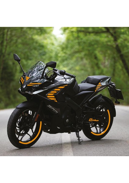 Bajaj RS200 Kesikli Tek Renk Turuncu Motosiklet Sticker Etiket Takım Modeli