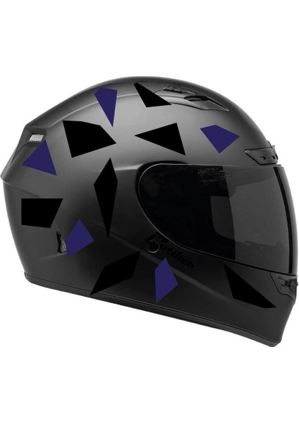 Kare Siyah Mavi Kamuflaj Kask Sticker Modeli