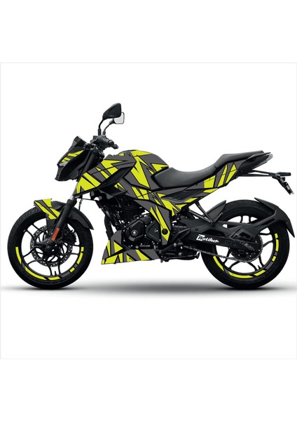 Bajaj N250 Divided Line Tasarım Motosiklet Sticker Etiket Kaplama Modeli Sarı ve Gri