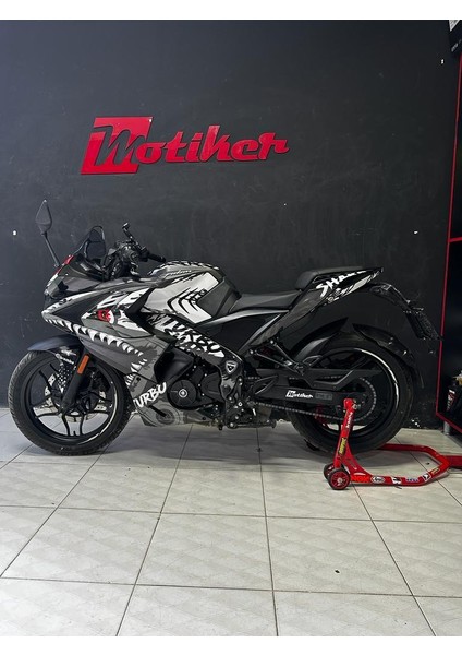 Bajaj RS200 (Köpekbalığı) Shark Siyah Beyaz Sticker Kaplama Modeli modelleri