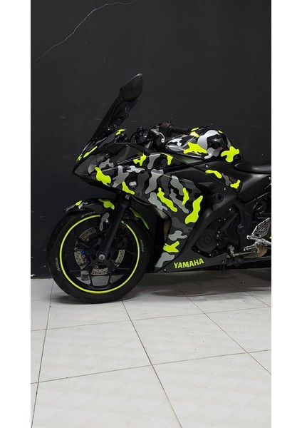 Kamuflaj Desen Sticker Etiket Gri Neon Sarı Renk fiyatları