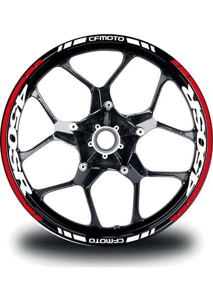 Cfmoto 450SR Sticker Jant Iç & Dış Yazılı Etiket Modeli Kırmızı - Beyaz