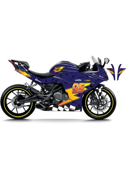 Cfmoto 250SR Mcqueen Lacivert Sticker Parçalı Motosiklet Kaplama Etiket Modeli