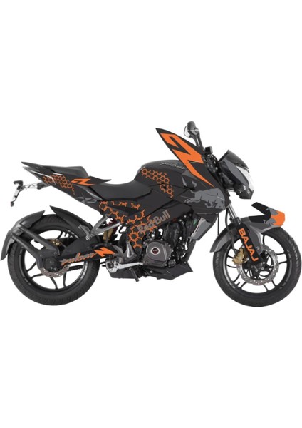 Bajaj NS200 Sticker Orange Hexagon Kaplama Etiket Tasarım Modeli
