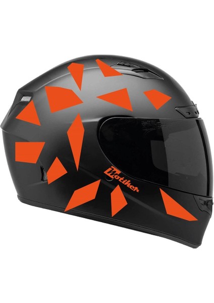 Kare Neon Turuncu Kamuflaj Kask Sticker Modeli