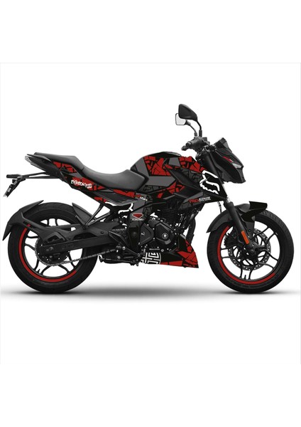 Bajaj N250 Divided Fox Tasarım Motosiklet Sticker Etiket Kaplama Modeli gri - Kırmızı