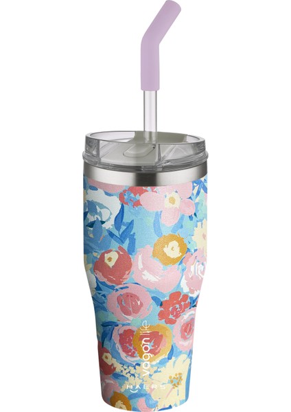 Tumbler Özel Desenli Cup 590 ml Vakumlu Paslanmaz Çelik Termos Pipetli/rahat Içim -FFVGN1001-590ML