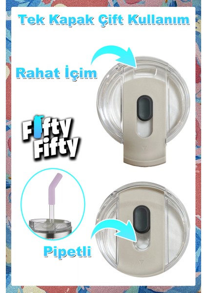 Tumbler Özel Desenli Cup 590 ml Vakumlu Paslanmaz Çelik Termos Pipetli/rahat Içim -FFVGN1001-590ML fırsatları