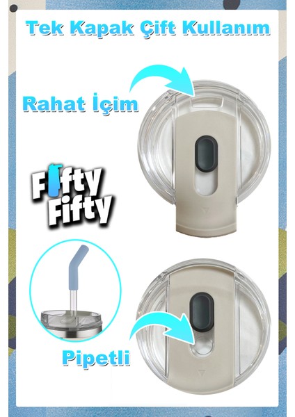 Tumbler Özel Desenli Cup 590 ml Vakumlu Paslanmaz Çelik Termos Pipetli/rahat Içim -FFVGN1001-590ML fırsatları
