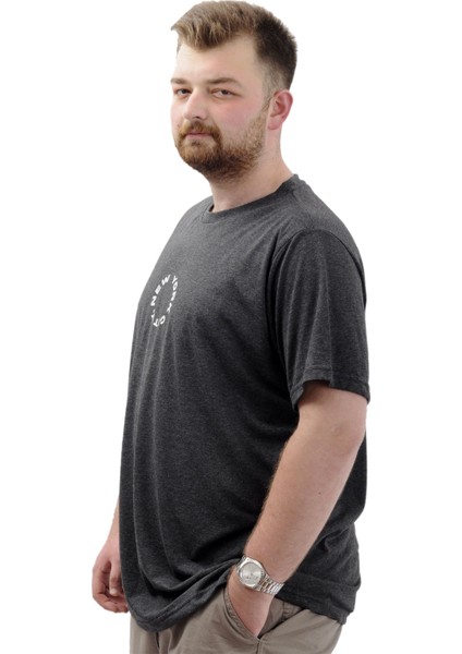 Büyük Beden Erkek Baskılı Tişört Bisiklet Yaka Pamuklu New York U24081 Anrtamelanj fiyatları