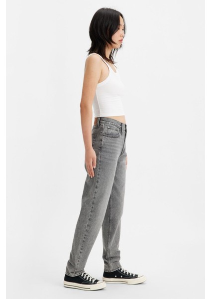 Kadın 80's Mom Jeans Gri Yüksek Bel Pantolon - A9385-0004