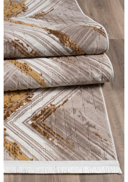 Kaymaz Taban Yıkanabilir Modern Salon Mutfak Oturma Odası Çocuk Odası Halısı 5014 Gold fırsatları