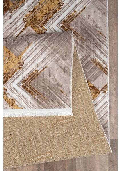 Kaymaz Taban Yıkanabilir Modern Salon Mutfak Oturma Odası Çocuk Odası Halısı 5014 Gold indirimleri