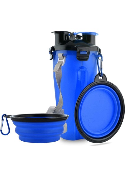 Kedi Köpek Su ve Mama Matarası Katlanır Mama Kabı Seti