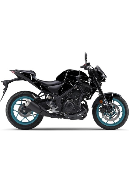 Yamaha Mt-25 2020 - 2023 Sticker Şimşek Desen Kaplama Sticker Etiket Modeli Beyaz