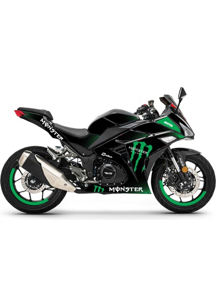 Rks R250 Monster Yeşil Parçalı Kaplama Sticker Etiket Modeli