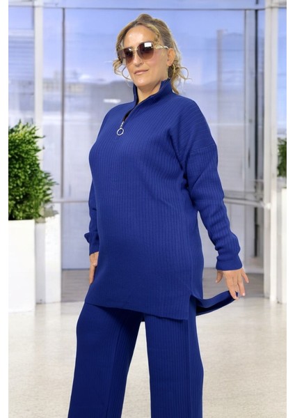 Yarım Fermuarlı Fitilli Akrilik Kumaş Büyük Beden Alt Üst Takım indirimleri