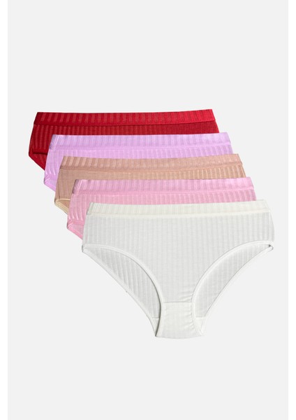 Pamuklu Fitilli Kumaş Bikini Külot 5'li Kutulu Paket