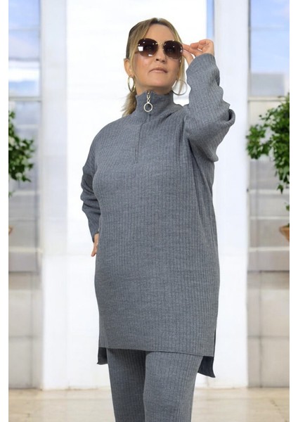 Yarım Fermuarlı Fitilli Akrilik Kumaş Büyük Beden Alt Üst Takım fiyatları