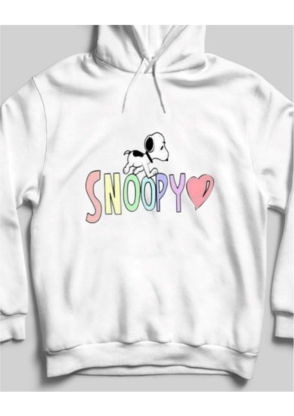 Snoopy'nin Sevgi Dolu Dünyası Kapüşonlu Sweatshirt Gri