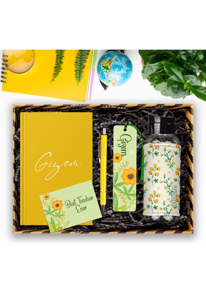 Öğretmenlere Özel Tasarım Defter & Kalem & Matara & Akrilik Kitap Ayracı Hediye Kutusu 114407