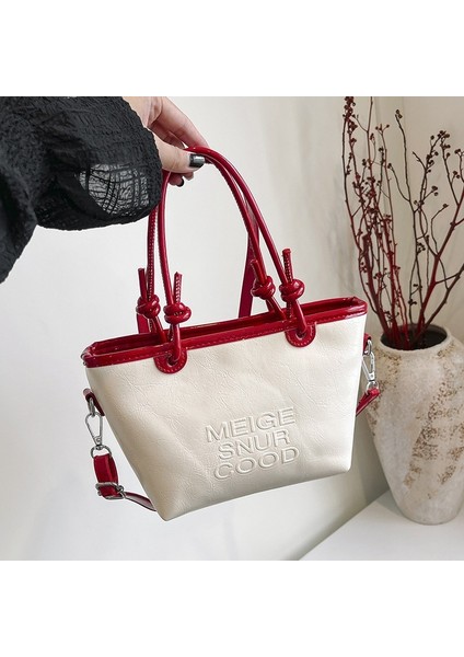 Yaz Kova Çanta Kadın Çantası Yeni Tek Omuz Moda Çok Yönlü Crossbody Çanta Premium Doku Yağ Deri Çanta (Yurt Dışından)