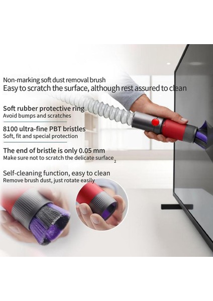 V7 V10 V11 Elektrikli Süpürge Aksesuarları Için Toz Giderme Yumuşak Fırça Hortum + Anahtar Kilidi ile Iz Olmadan Temizleyin (Yurt Dışından)