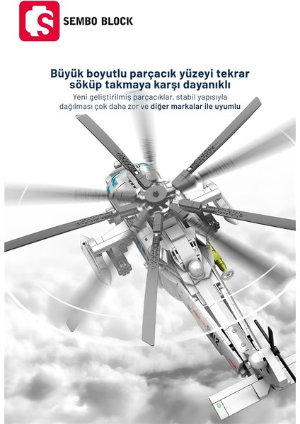 Sembo Block Z-20 Donanma Helikopteri 862 Parça Yapı Blokları LEGO ile Uyumlu (202229)