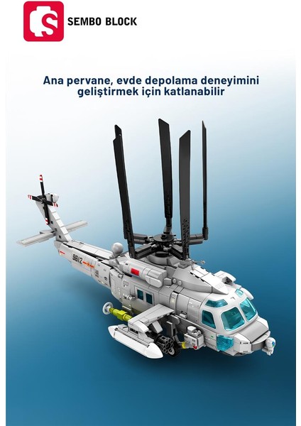 Sembo Block Z-20 Donanma Helikopteri 862 Parça Yapı Blokları LEGO ile Uyumlu (202229)