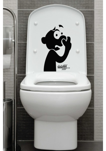 Komik Uff Koku Dekoratif Klozet Banyo Sticker