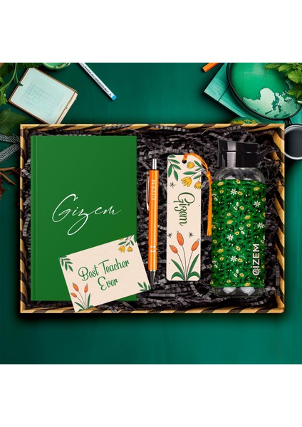 Öğretmenlere Özel Tasarım Defter & Kalem & Matara & Akrilik Kitap Ayracı Hediye Kutusu 114408