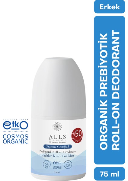 Organik Prebiyotik Roll-On Deodorant 75 ml - Erkekler İçin