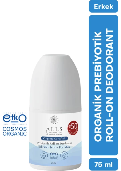 Alls Biocosmetics Organik Prebiyotik Roll-On Deodorant 75 ml - Erkekler İçin