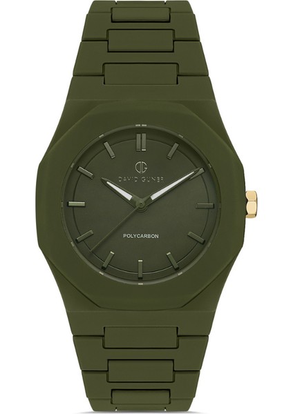 Davıd Guner Yeşil Kadranlı Yeşil Çelik Kayışlı Düz Erkek Saati