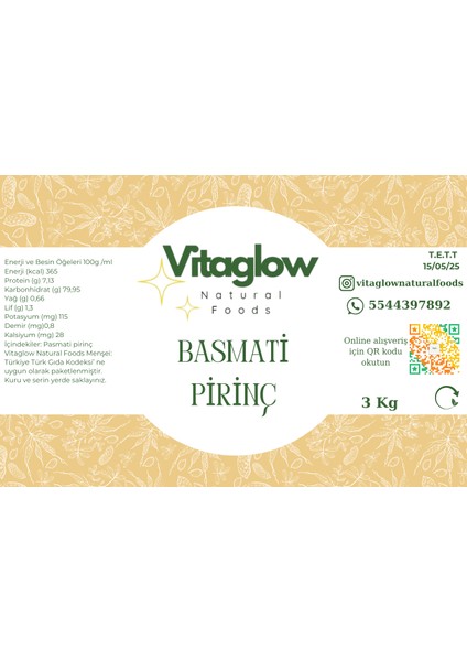 Vitaglow Natural Foods Basmati Pirinç