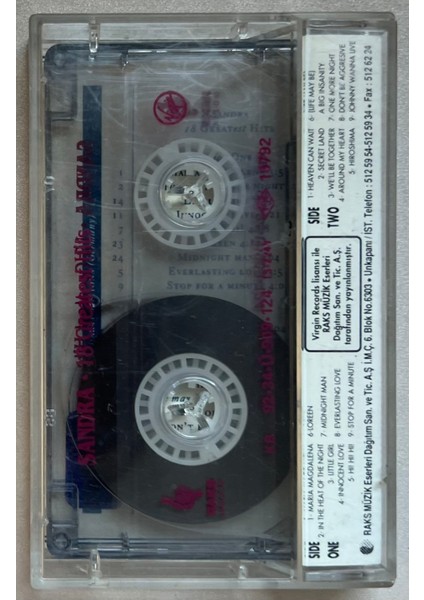 Sandra 18 Great Hits Kaset (Orjnal 1999 Dönem Baskı Kaset)