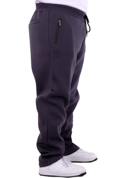 Mode Xl Büyük Beden Erkek 3 Iplik Eşofman Altı Fermuarlı Düz Paça 22507 Füme modelleri