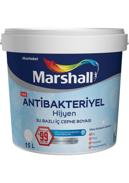 Antibakteriyel Hijyen İpek Mat İç Cephe Boyası Sabah Kokusu 15 Lt (20 Kg)