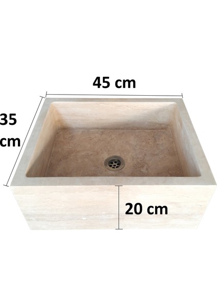 Traverten Doğal Taş Dikdörtgen Lavabo