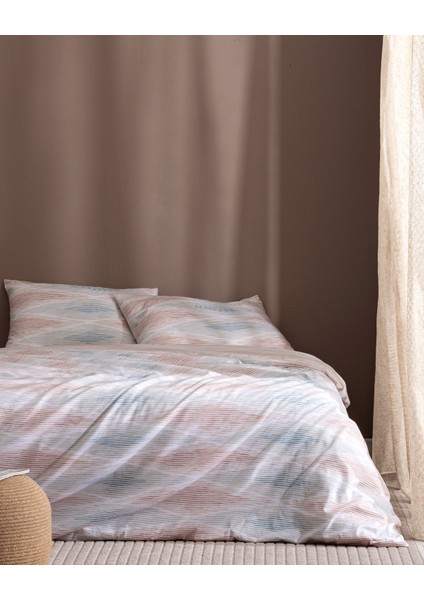 Faye King Size %100 Pamuk Ranforce Baskılı Nevresim Takımı - Bej