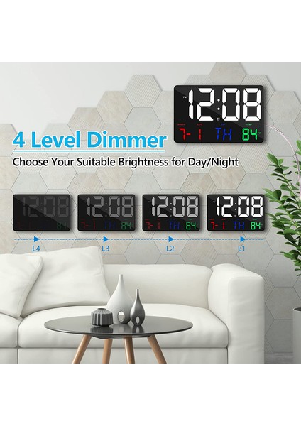 Dijital Duvar Saati Ekranı Kablosuz Uzaktan Kumandalı Çalar Saat Tarih ve Sıcaklık Özellikli LED Duvar Saati-A (Yurt Dışından) indirimleri