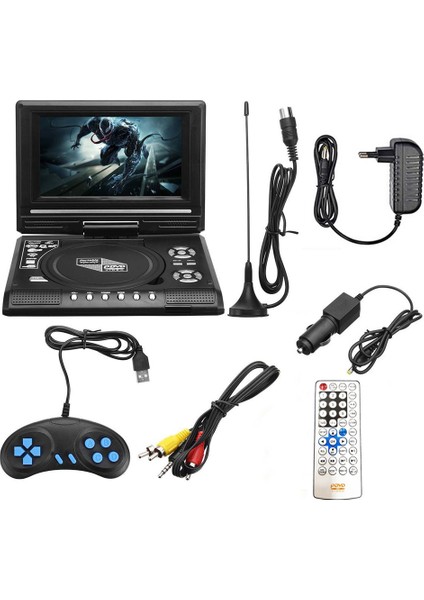Taşınabilir 7.8 Inç Tv Ev Araba DVD Oynatıcı Hd VCD CD Mp3 Hd Evd Oynatıcı Tv/fm/usb/oyun Fonksiyonu-Ab Tak (Yurt Dışından)